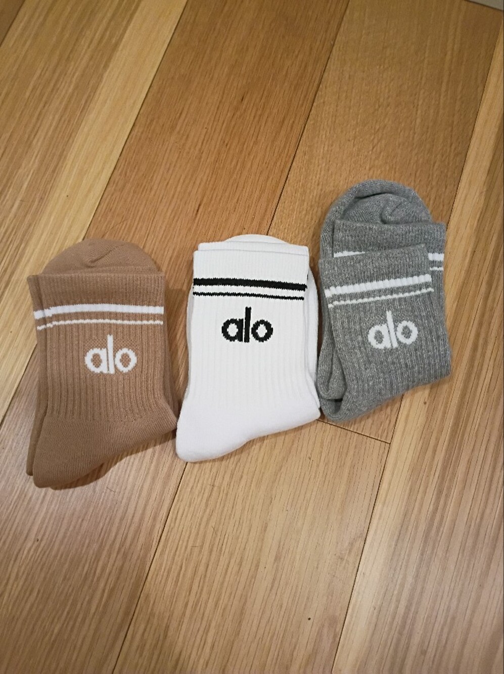 ankle socks 3-pack - tan, white & gray